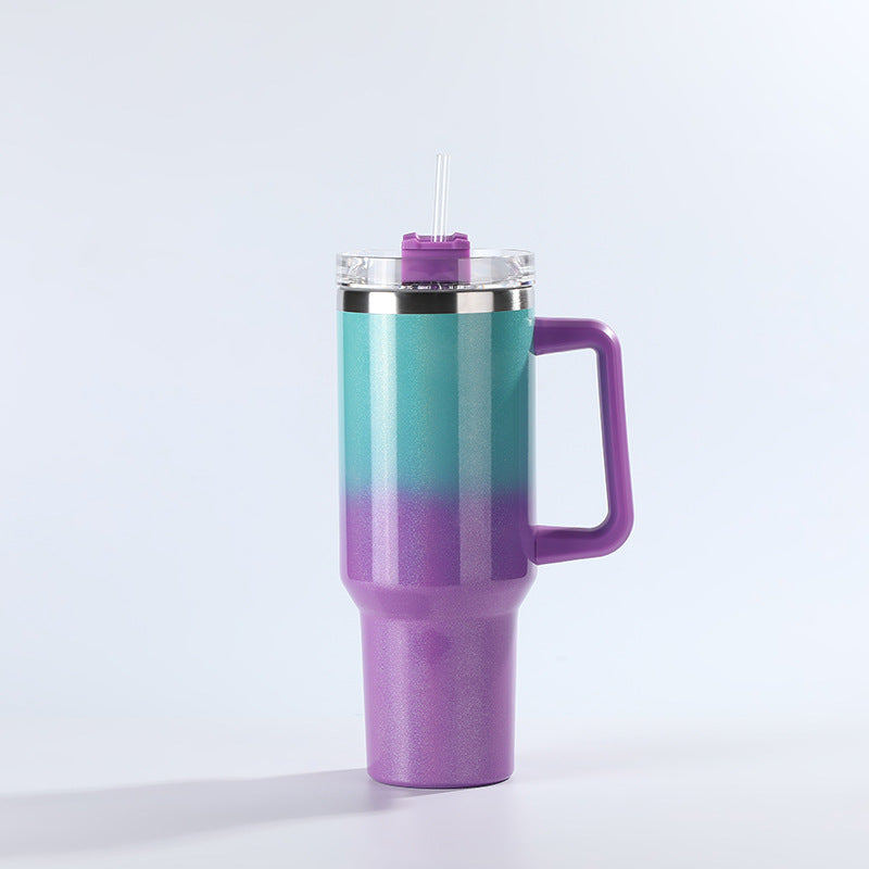 Wholesale Tumbler Ice Bullies Cup  Rainbow Paint Gradient Color Thermos Cup Straw Cup 40OZ Car Cup Ice Cup